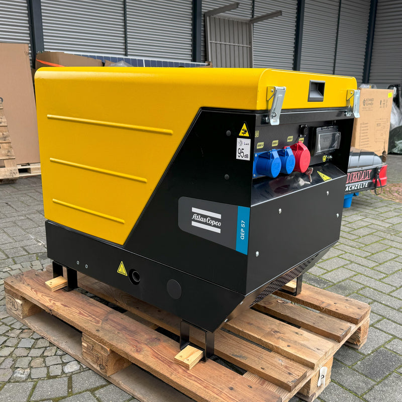 6,9kVA Atlas Copco Diesel Stromaggregat QEP S7 230 & 400 V